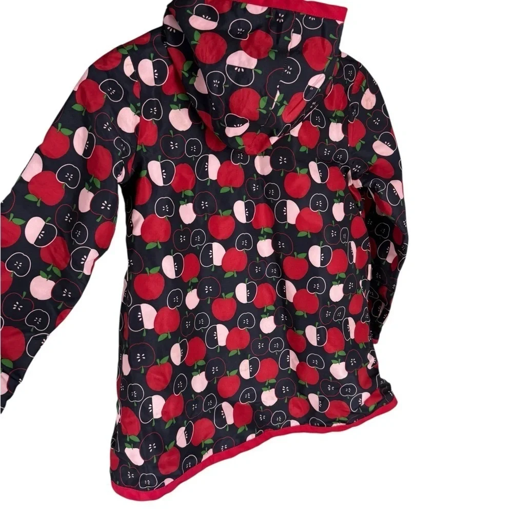 Gymboree lined raincoat with accessible zelcro closures. Apple print 7-8 Y